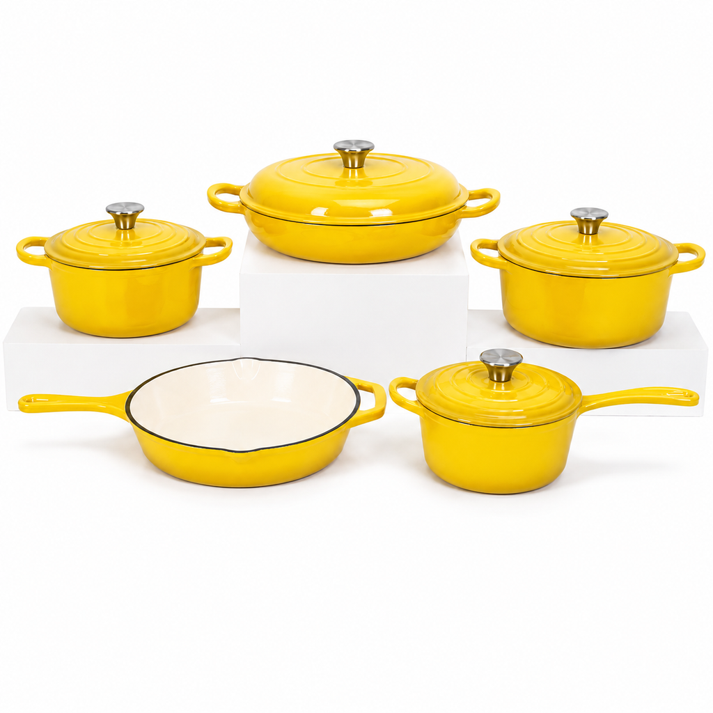 Batterie de cuisine 5 pièces en fonte émaillée