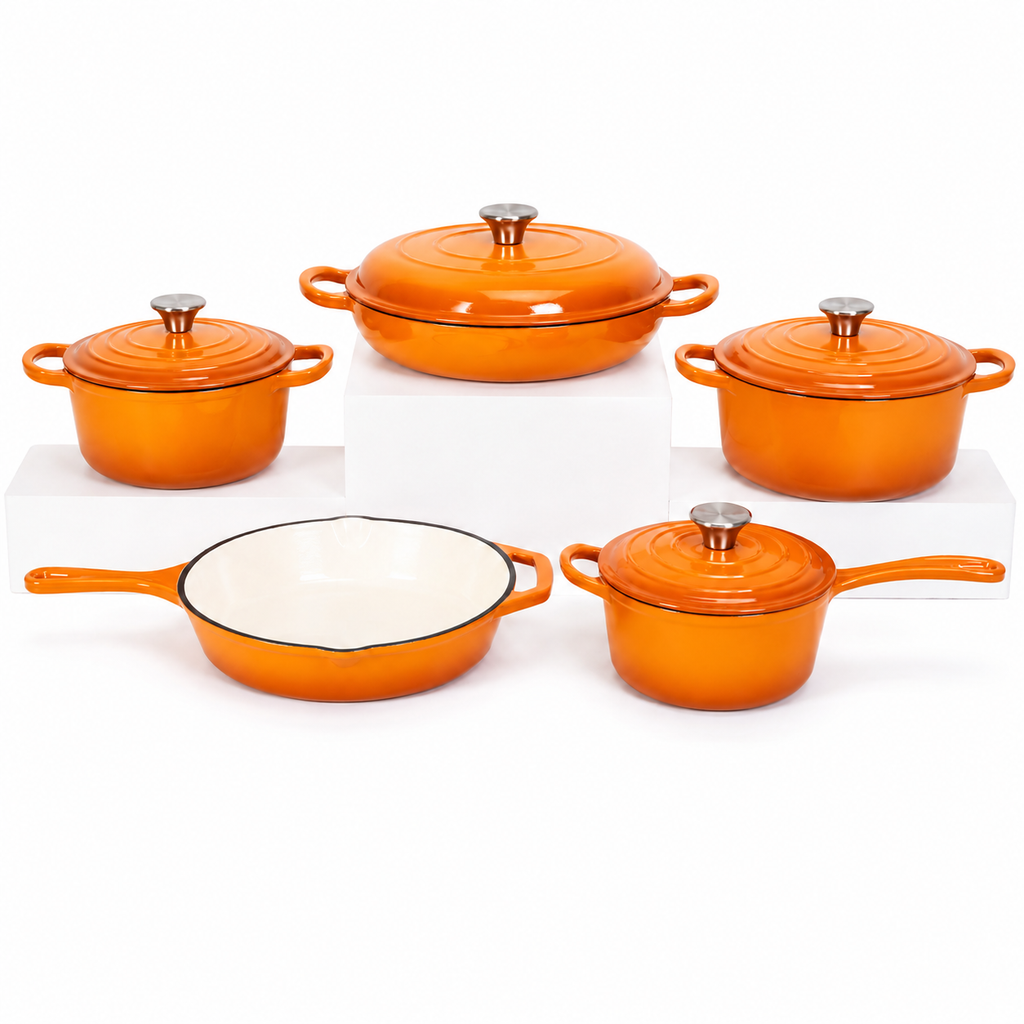 Batterie de cuisine 5 pièces en fonte émaillée
