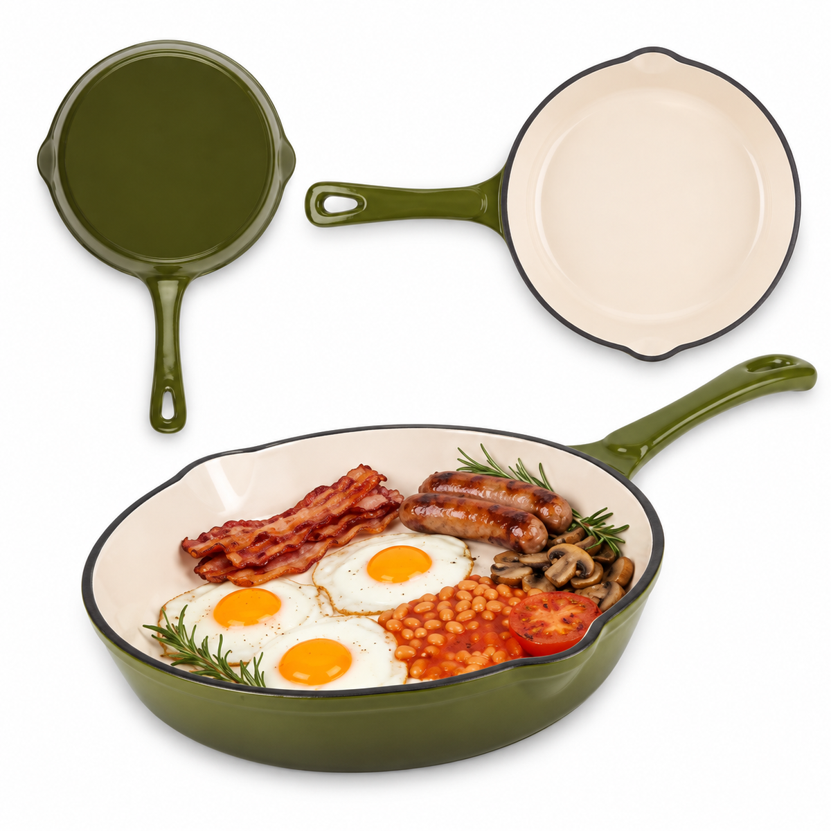 Poêle en fonte émaillée 20 cm – Vert olive