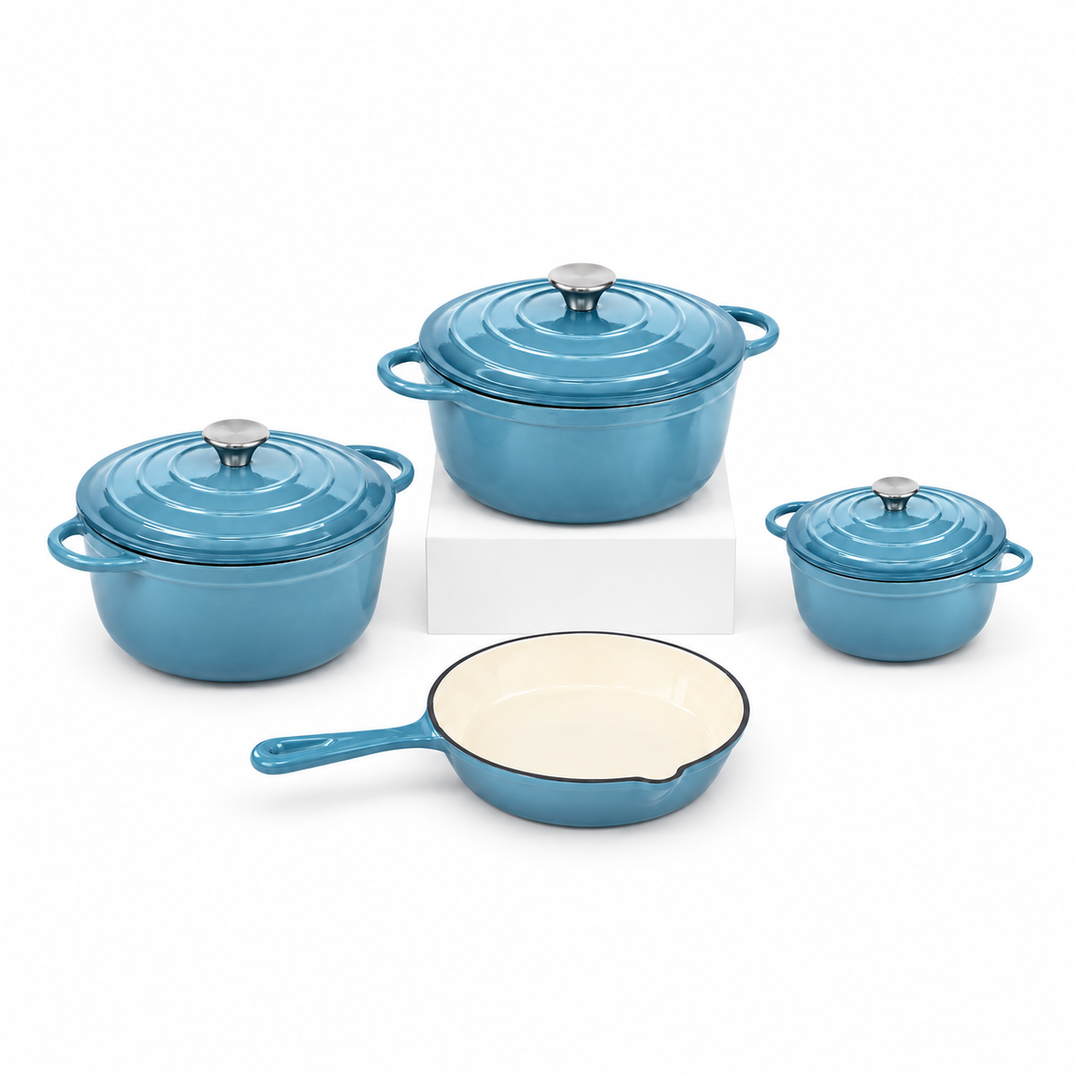 Batterie de cuisine 4 pièces en fonte émaillée