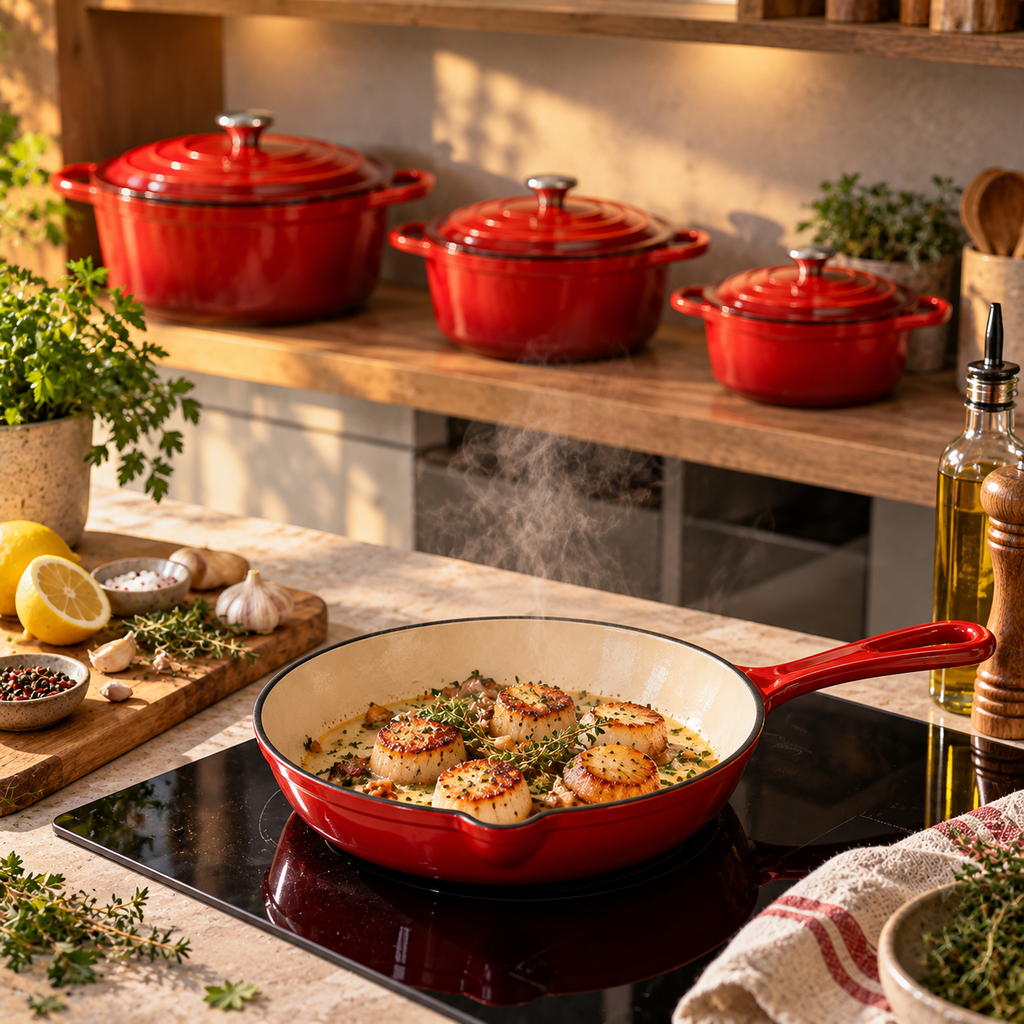 Batterie de cuisine 4 pièces en fonte émaillée