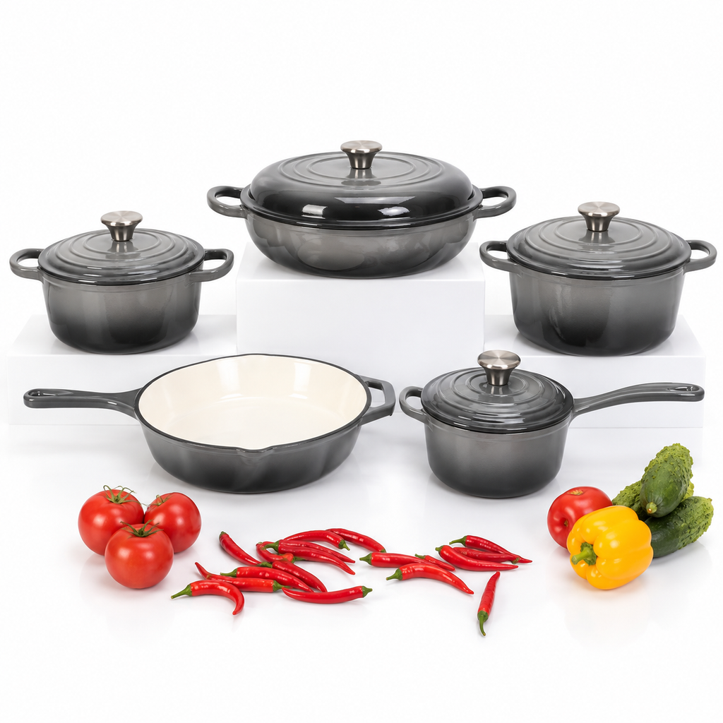 Batterie de cuisine 5 pièces en fonte émaillée