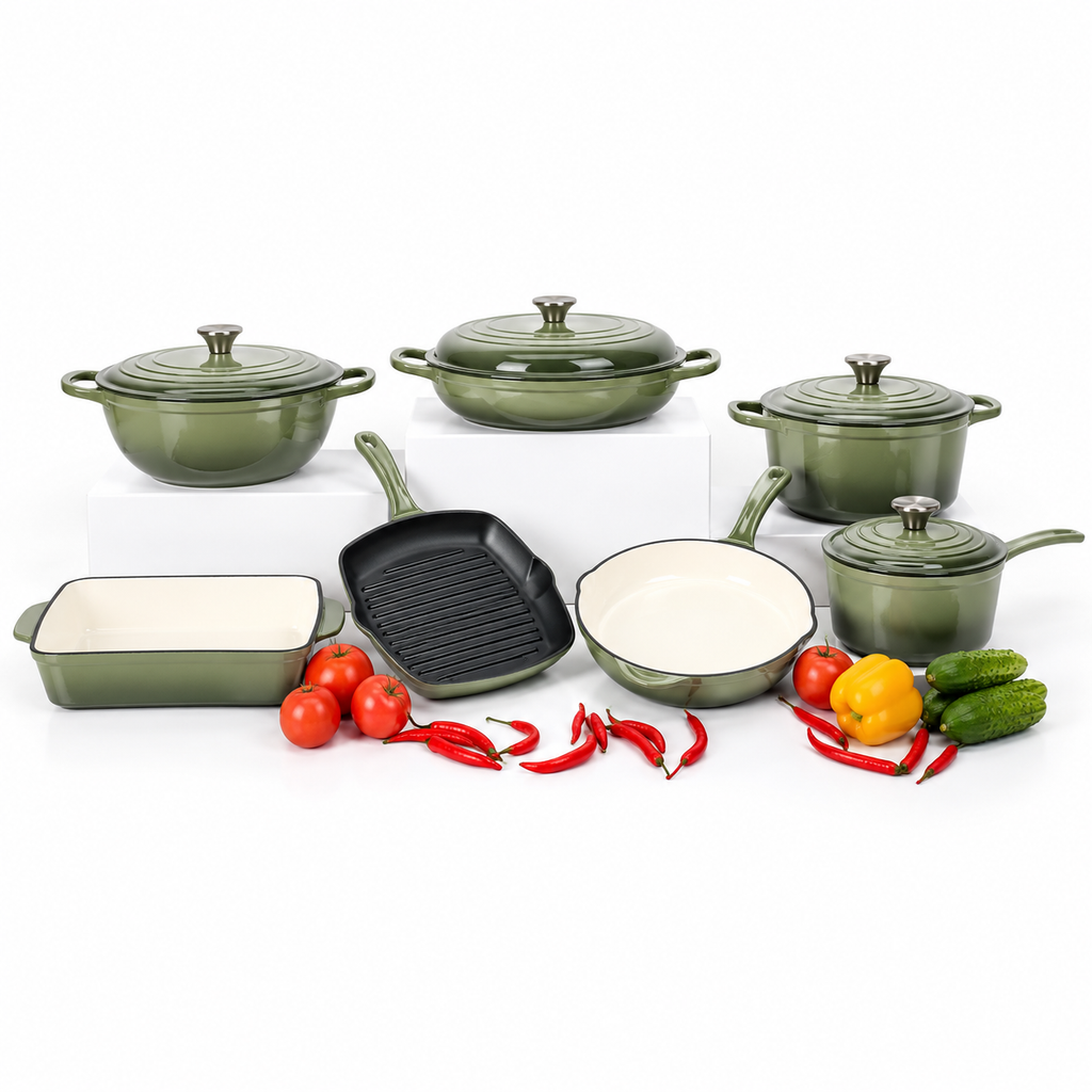 Batterie de cuisine 7 pièces en fonte émaillée