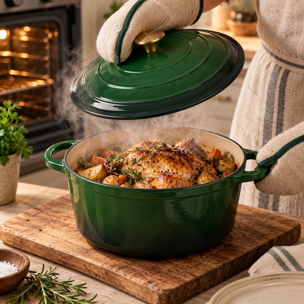 Cocotte en fonte émaillée 28 cm – 5,9 L – Vert