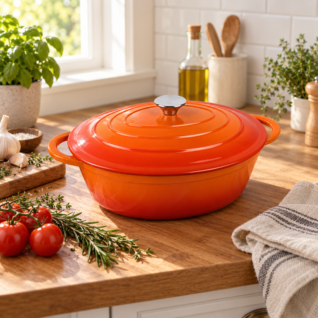 Cocotte ovale en fonte émaillée 34 cm – 6 L – Orange