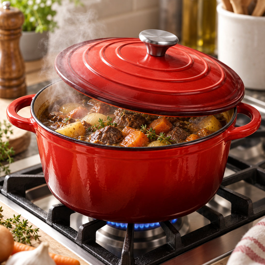 Cocotte en fonte émaillée 26 cm – 5 L – Rouge