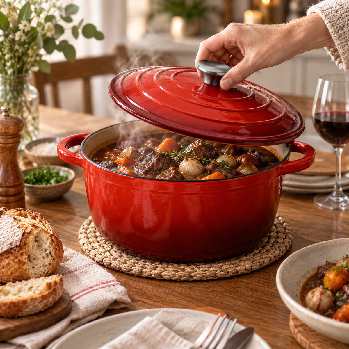 Cocotte en fonte émaillée 26 cm – 5 L – Rouge