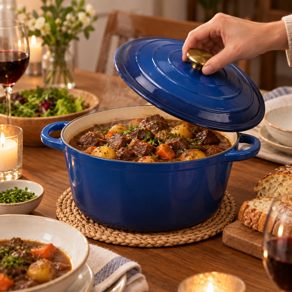 Cocotte en fonte émaillée 26 cm – 5 L – Bleu