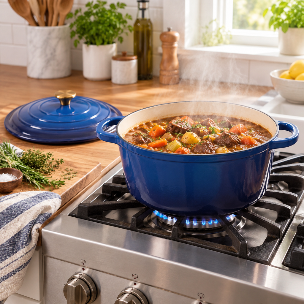 Cocotte en fonte émaillée 26 cm – 5 L – Bleu
