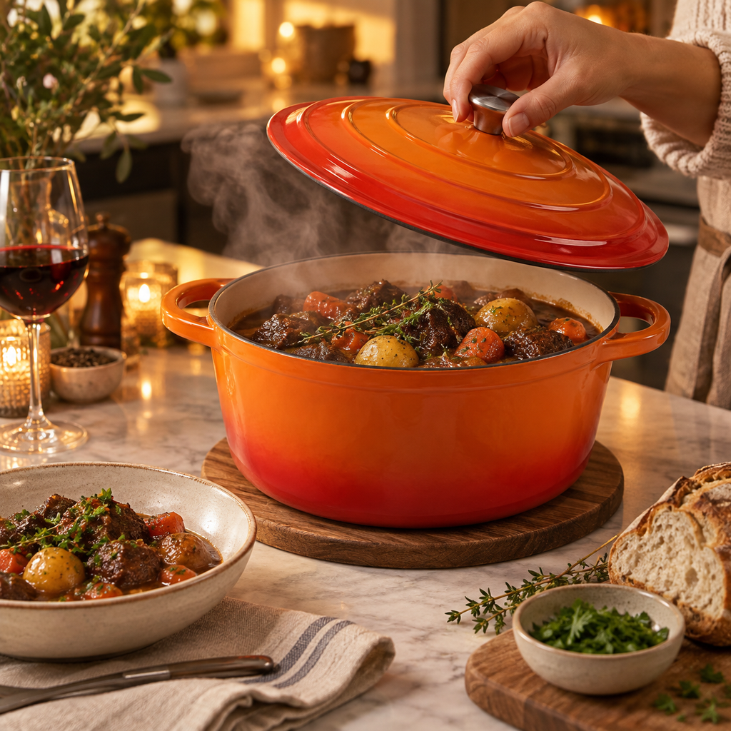 Cocotte en fonte émaillée 26 cm – 5 L – Orange