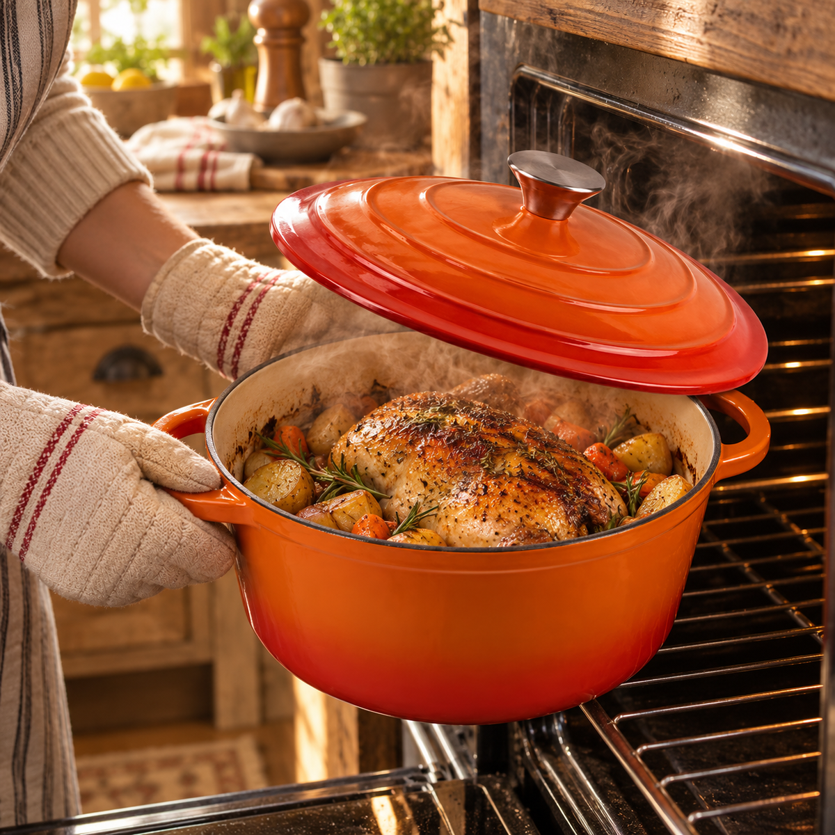 Cocotte en fonte émaillée 26 cm – 5 L – Orange
