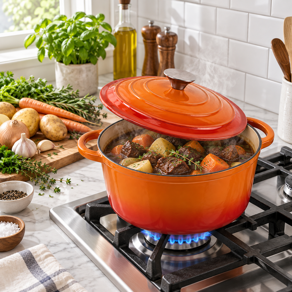 Cocotte en fonte émaillée 26 cm – 5 L – Orange