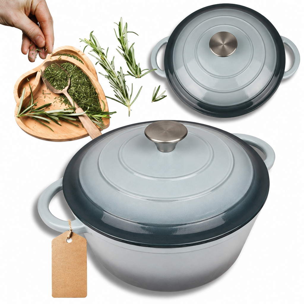 Cocotte en fonte émaillée 24 cm – 4 L – Vert d'eau