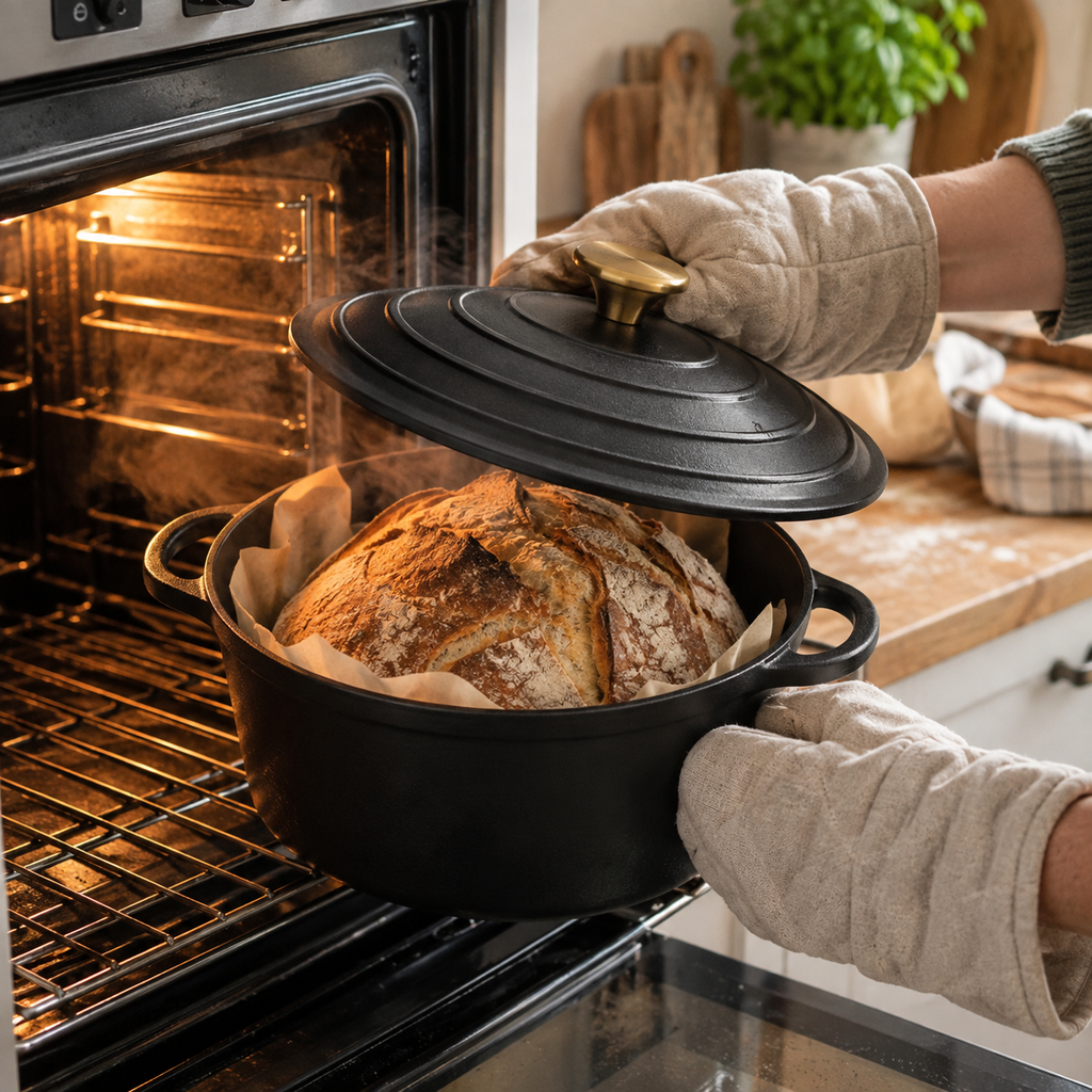 Cocotte en fonte émaillée 26 cm – 5 L – Noir mat