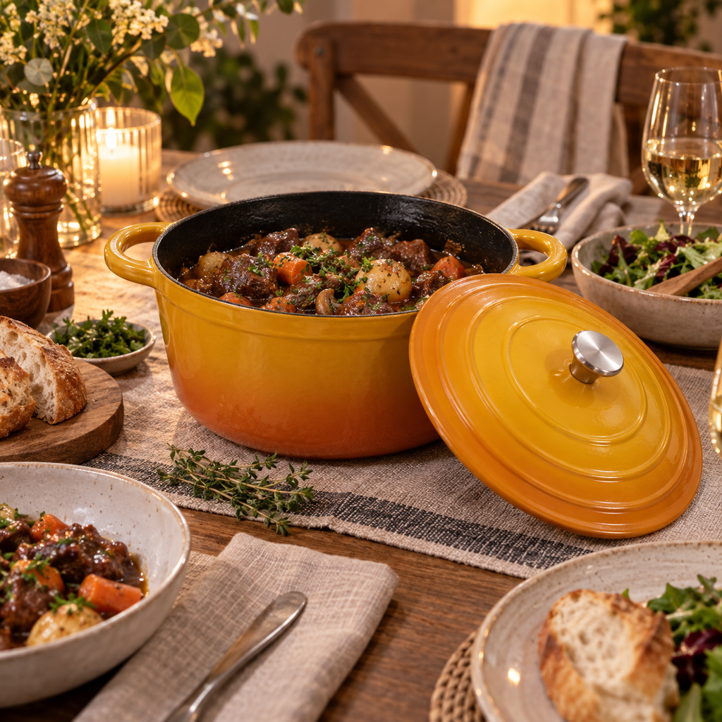 Cocotte en fonte émaillée 24 cm – 4 L – Moutarde