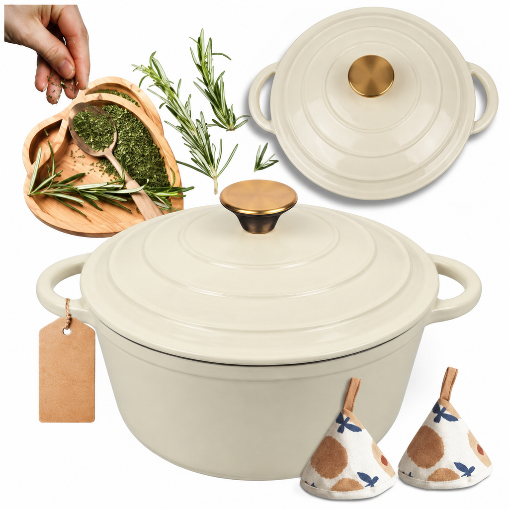 Cocotte en fonte émaillée 24 cm – 4 L – Crème