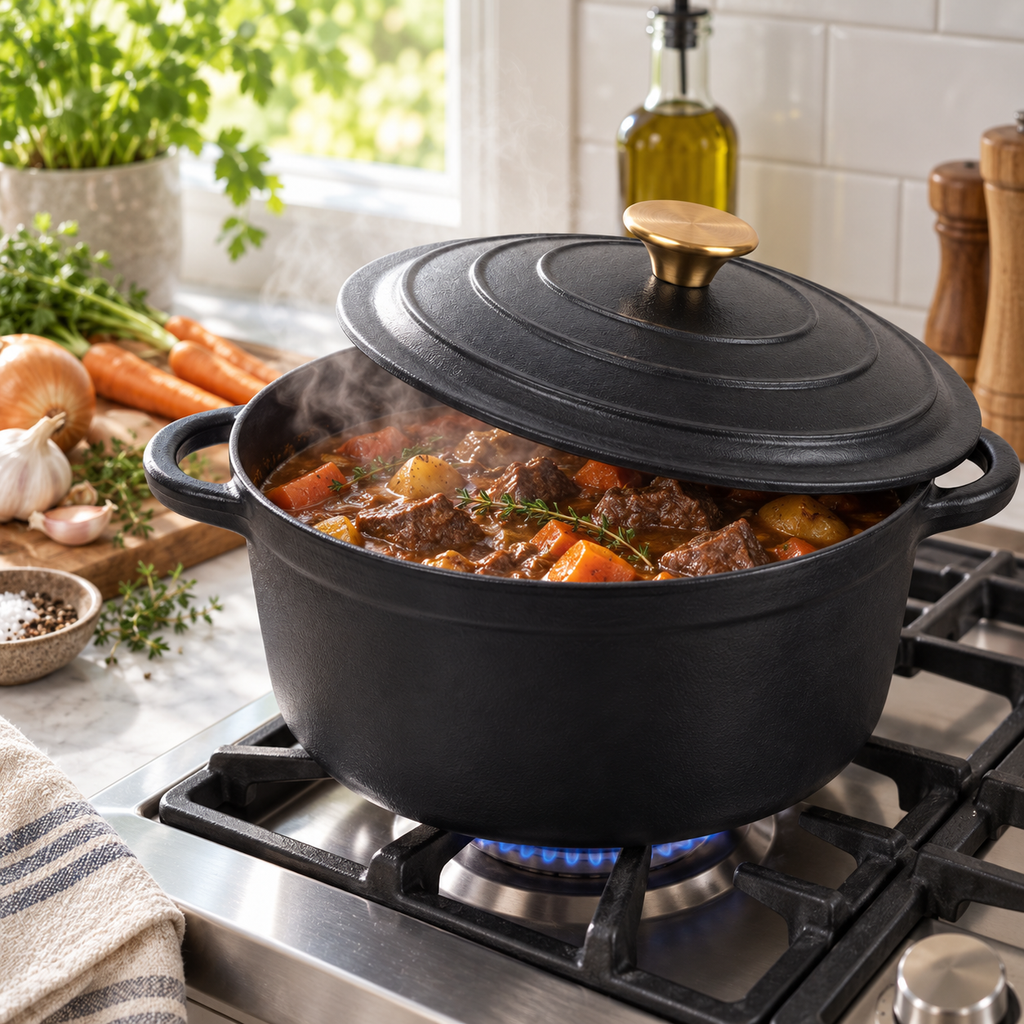 Cocotte en fonte émaillée 22 cm – 3 L – Noir mat