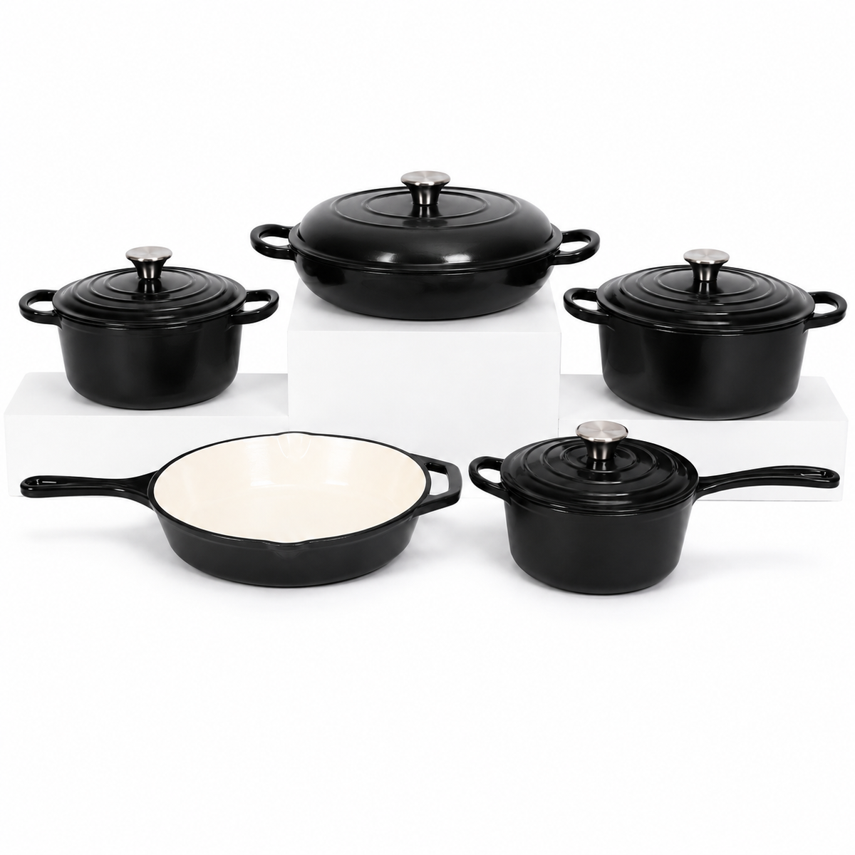 Batterie de cuisine 5 pièces en fonte émaillée