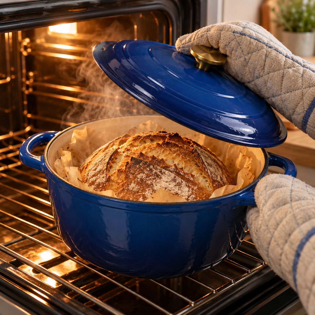 Cocotte en fonte émaillée 22 cm – 3 L – Bleu