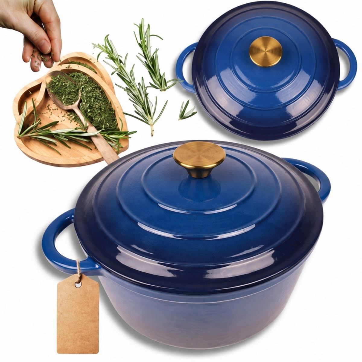 Cocotte en fonte émaillée 24 cm – 4 L – Bleu