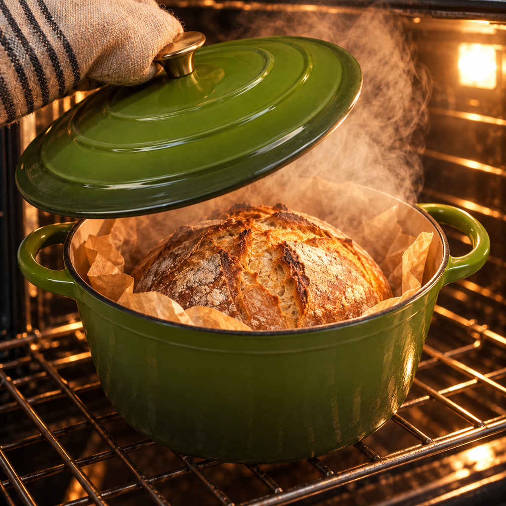Cocotte en fonte émaillée 22 cm – 3 L – Vert olive