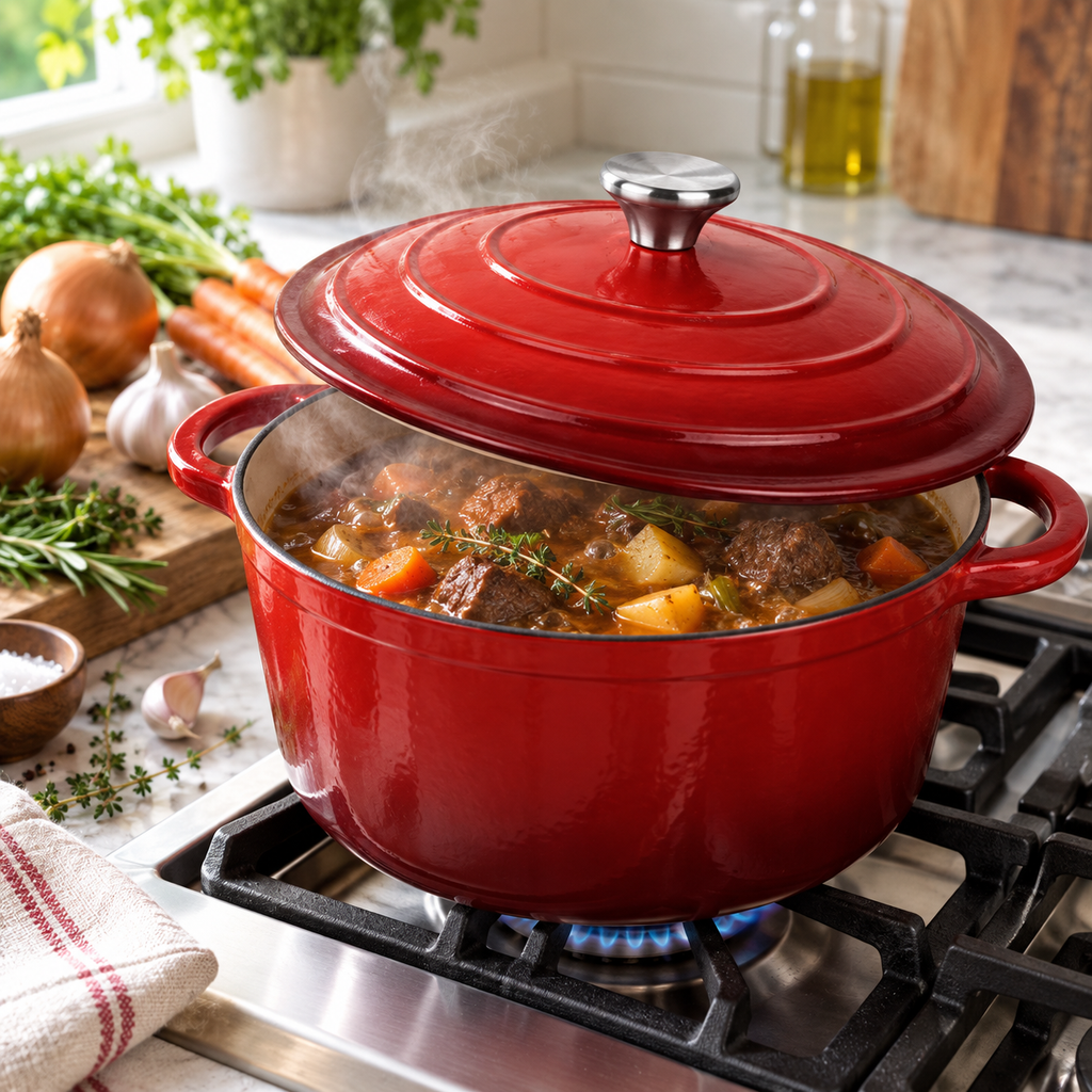 Cocotte en fonte émaillée 24 cm – 4 L – Rouge
