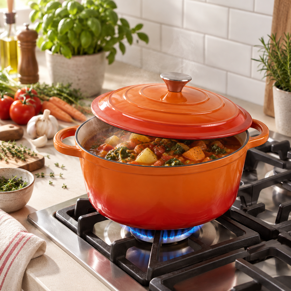 Cocotte en fonte émaillée 24 cm – 4 L – Orange