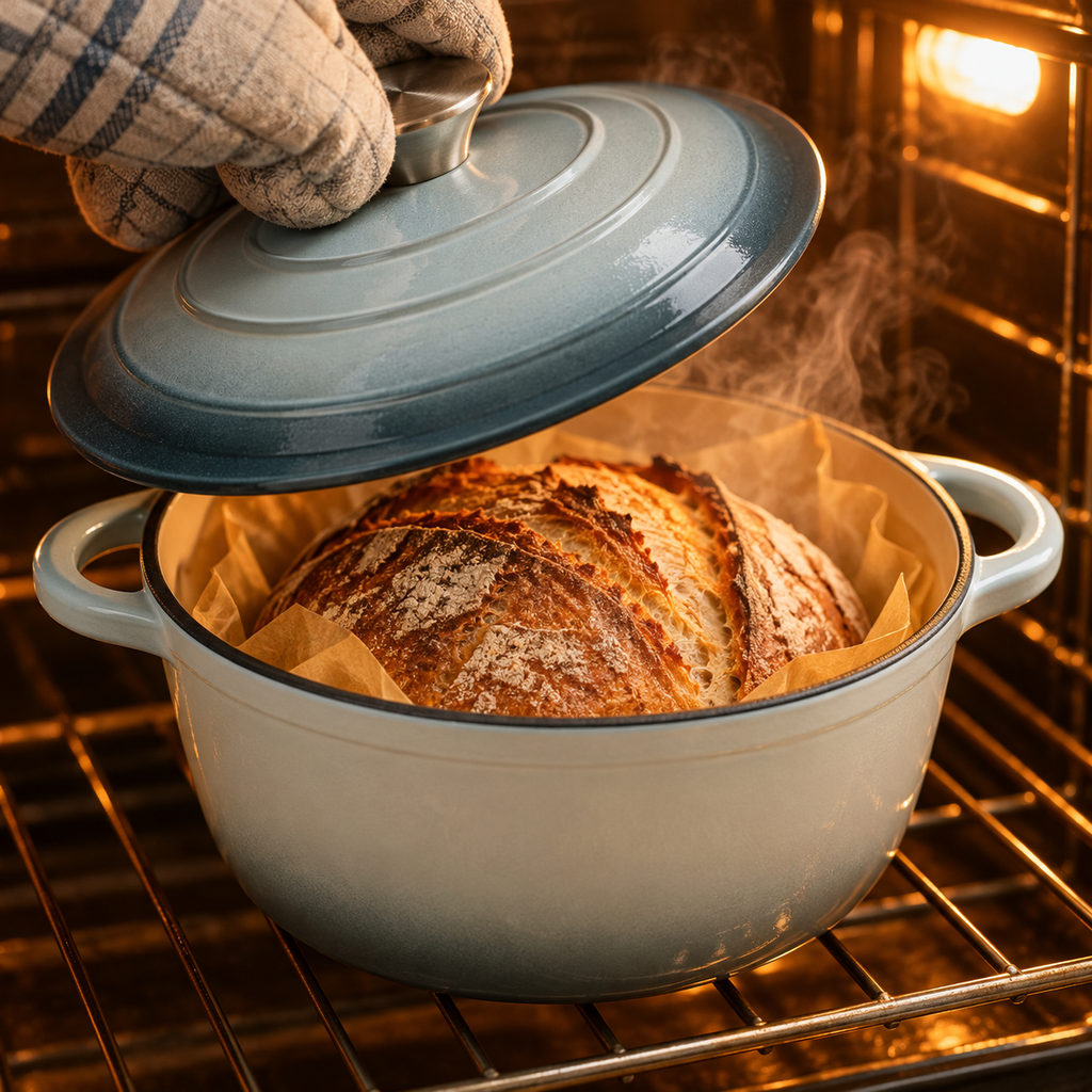 Cocotte en fonte émaillée 22 cm – 3 L – Vert d'eau