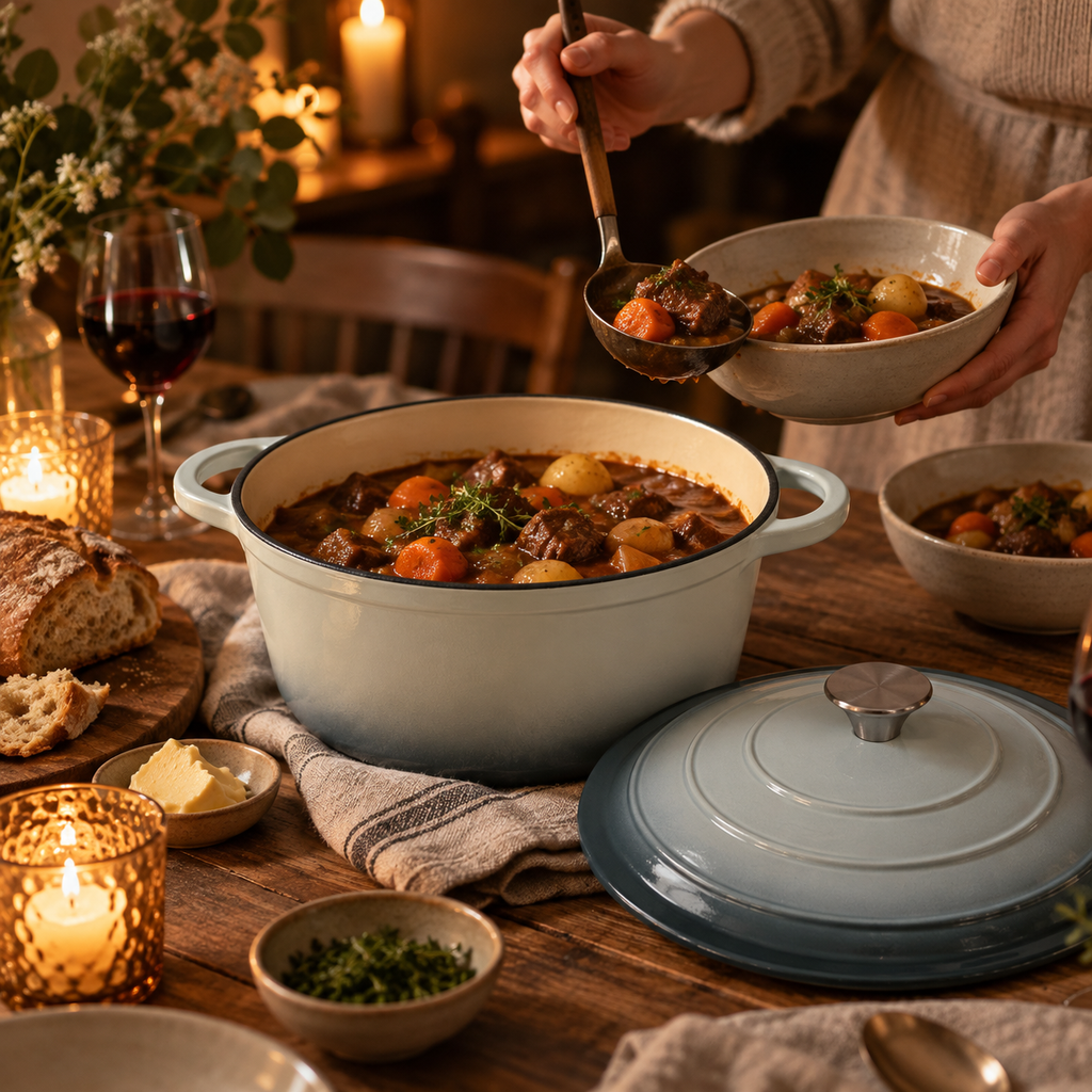 Cocotte en fonte émaillée 22 cm – 3 L – Vert d'eau