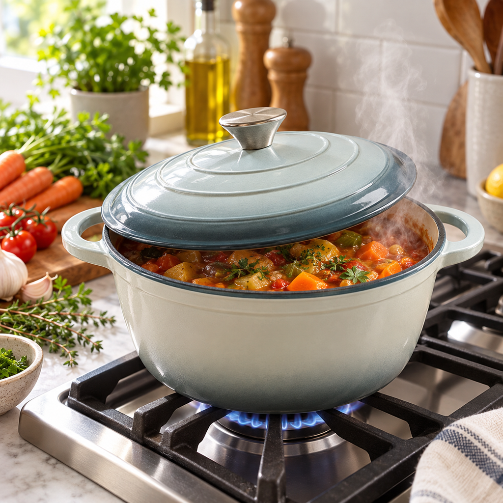 Cocotte en fonte émaillée 22 cm – 3 L – Vert d'eau