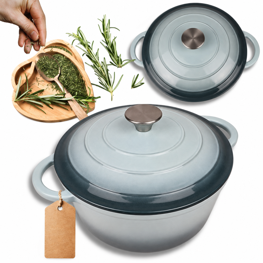 Cocotte en fonte émaillée 22 cm – 3 L – Vert d'eau