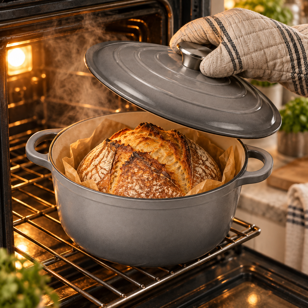Cocotte en fonte émaillée 28 cm – 5,9 L – Gris