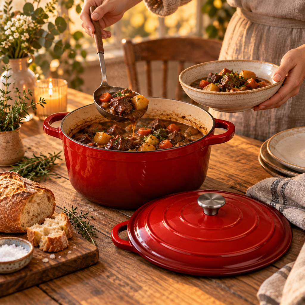 Cocotte en fonte émaillée 24 cm – 4 L – Rouge