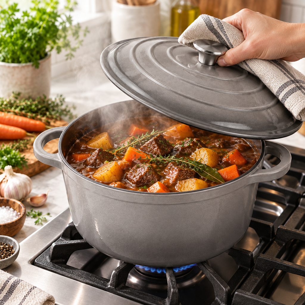 Cocotte en fonte émaillée 22 cm – 3 L – Gris