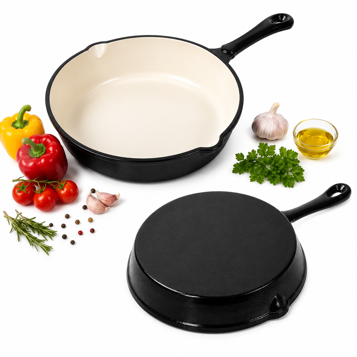 Poêle en fonte émaillée 30 cm – Noir