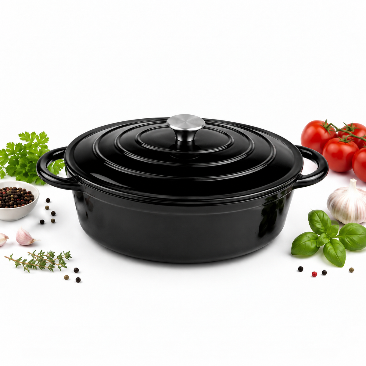 Rôtissoire rectangulaire en fonte émaillée 33 cm – 6,4 L – Noir