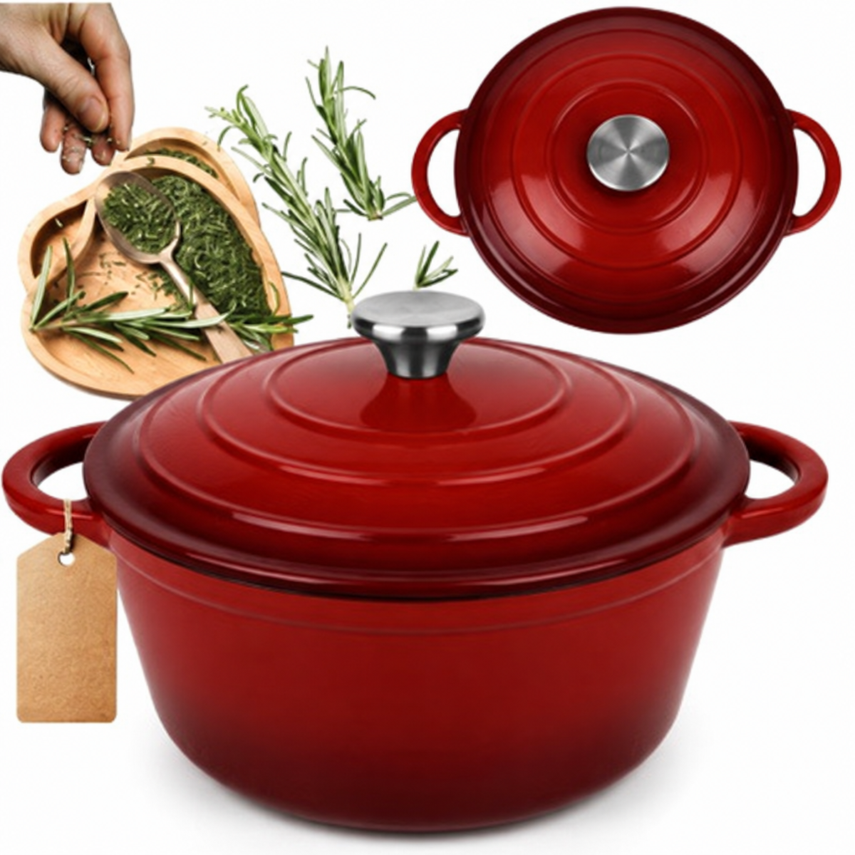 Cocotte en fonte émaillée 24 cm – 4 L – Rouge