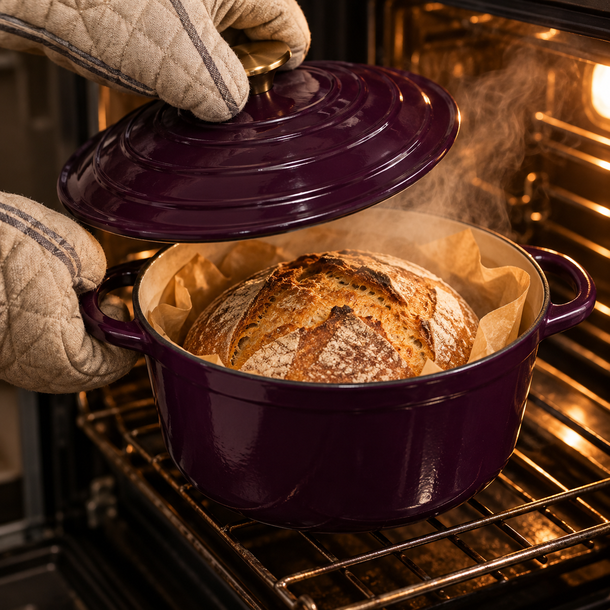 Cocotte en fonte émaillée 24 cm – 4 L – Aubergine