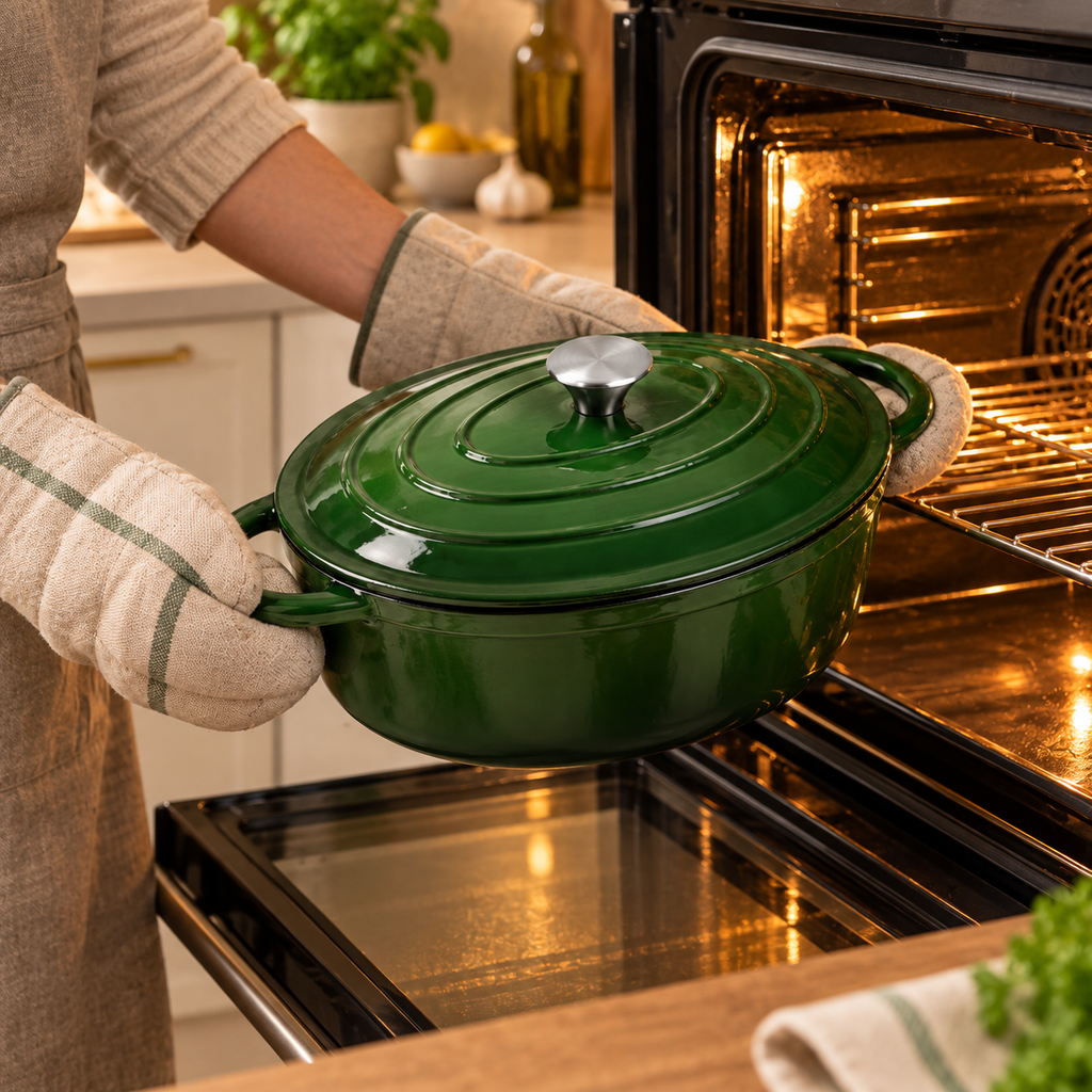 Rôtissoire rectangulaire en fonte émaillée 33 cm – 6,4 L – Vert