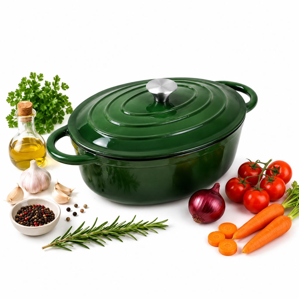 Rôtissoire rectangulaire en fonte émaillée 33 cm – 6,4 L – Vert