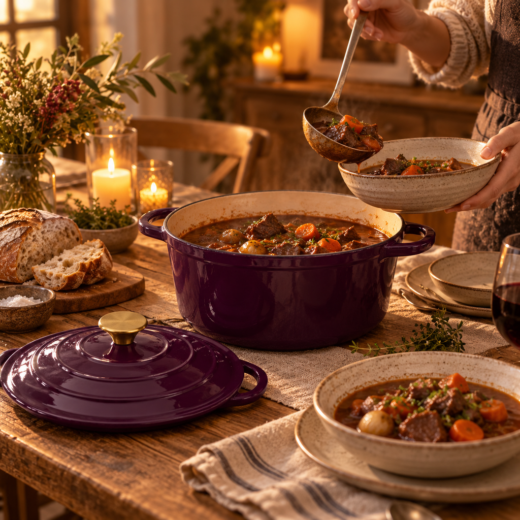 Cocotte en fonte émaillée 22 cm – 3 L – Aubergine