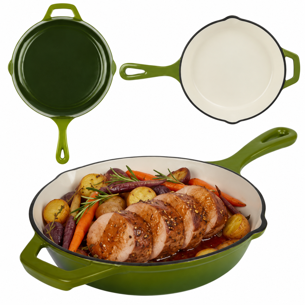 Poêle en fonte émaillée 26 cm – Vert olive