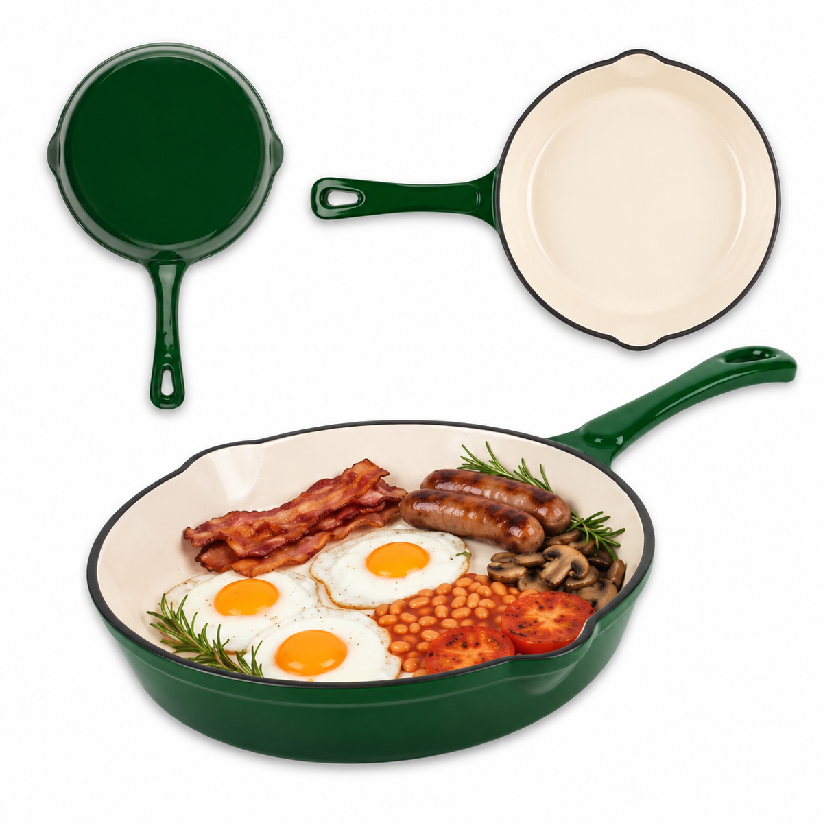 Poêle en fonte émaillée 20 cm – Vert bouteille