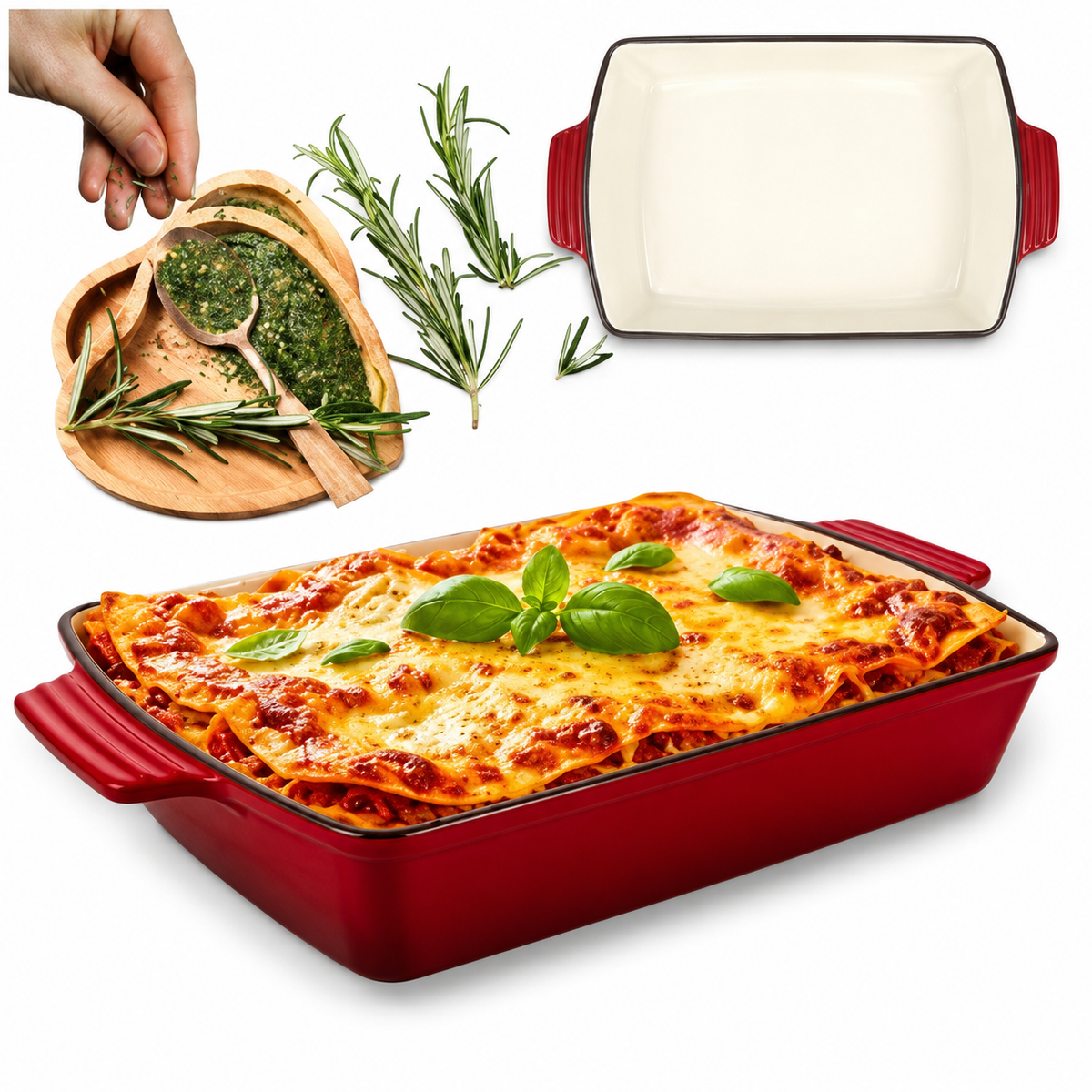 Plat à four en fonte émaillée 32 × 23,5 cm – 3,5 L – Rouge