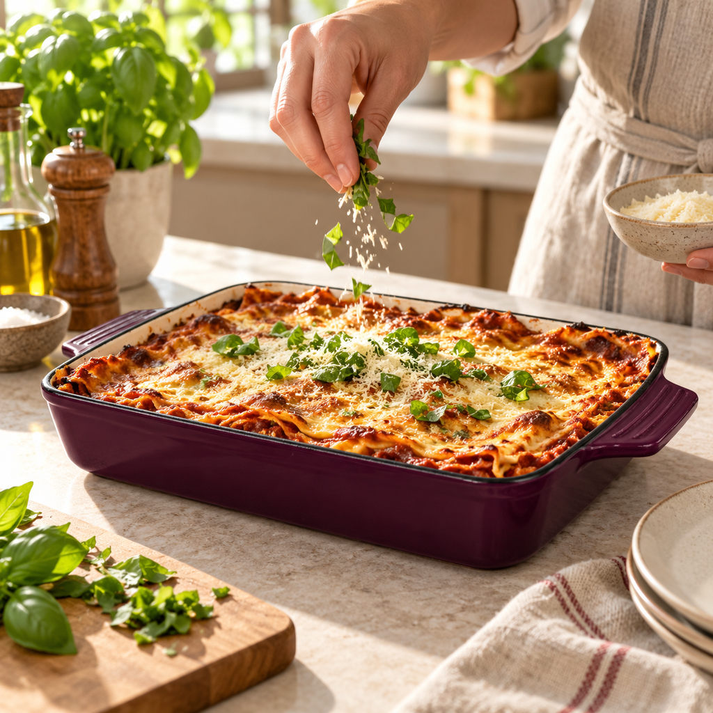 Plat à four en fonte émaillée 32 × 23,5 cm – 3,5 L – Aubergine