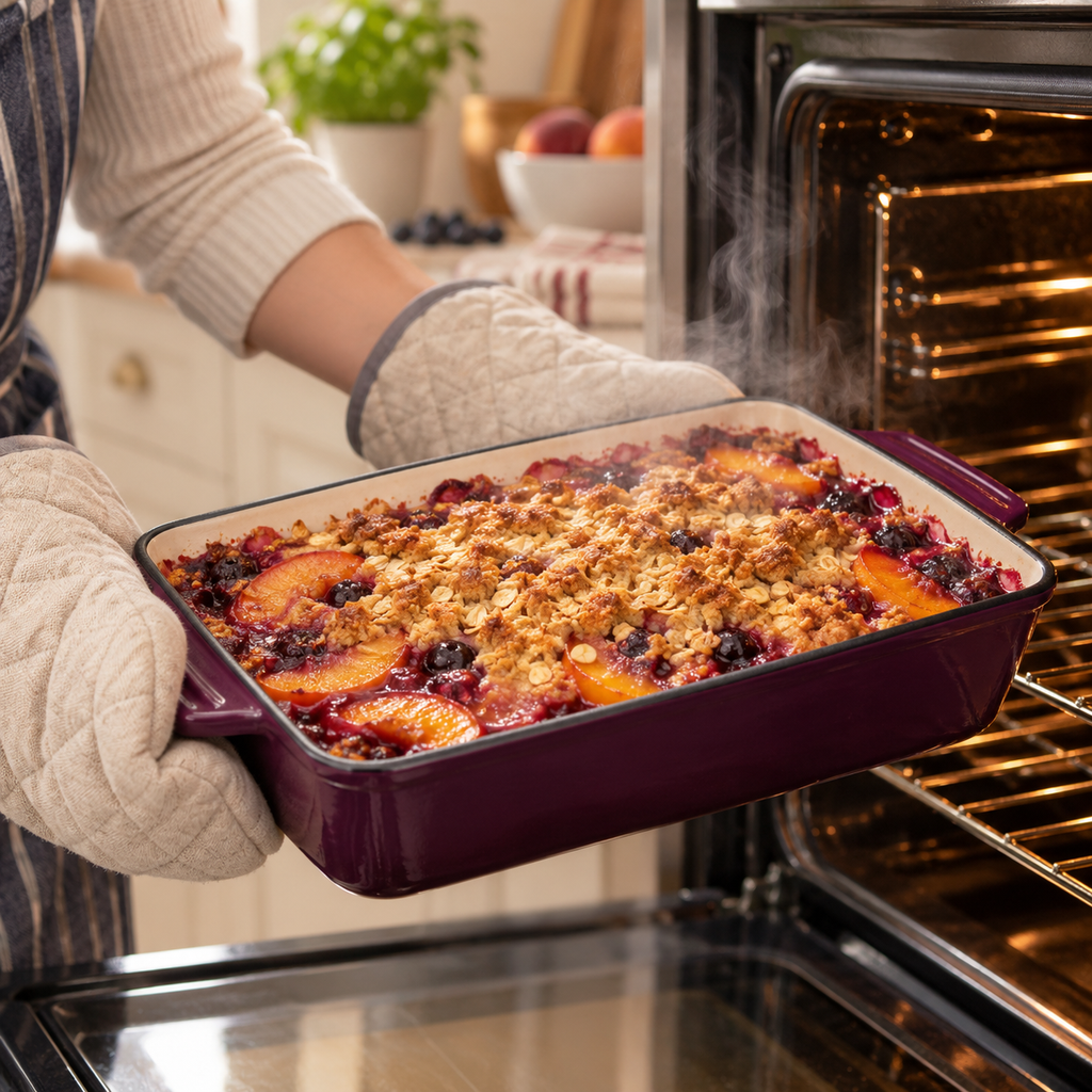 Plat à four en fonte émaillée 32 × 23,5 cm – 3,5 L – Aubergine