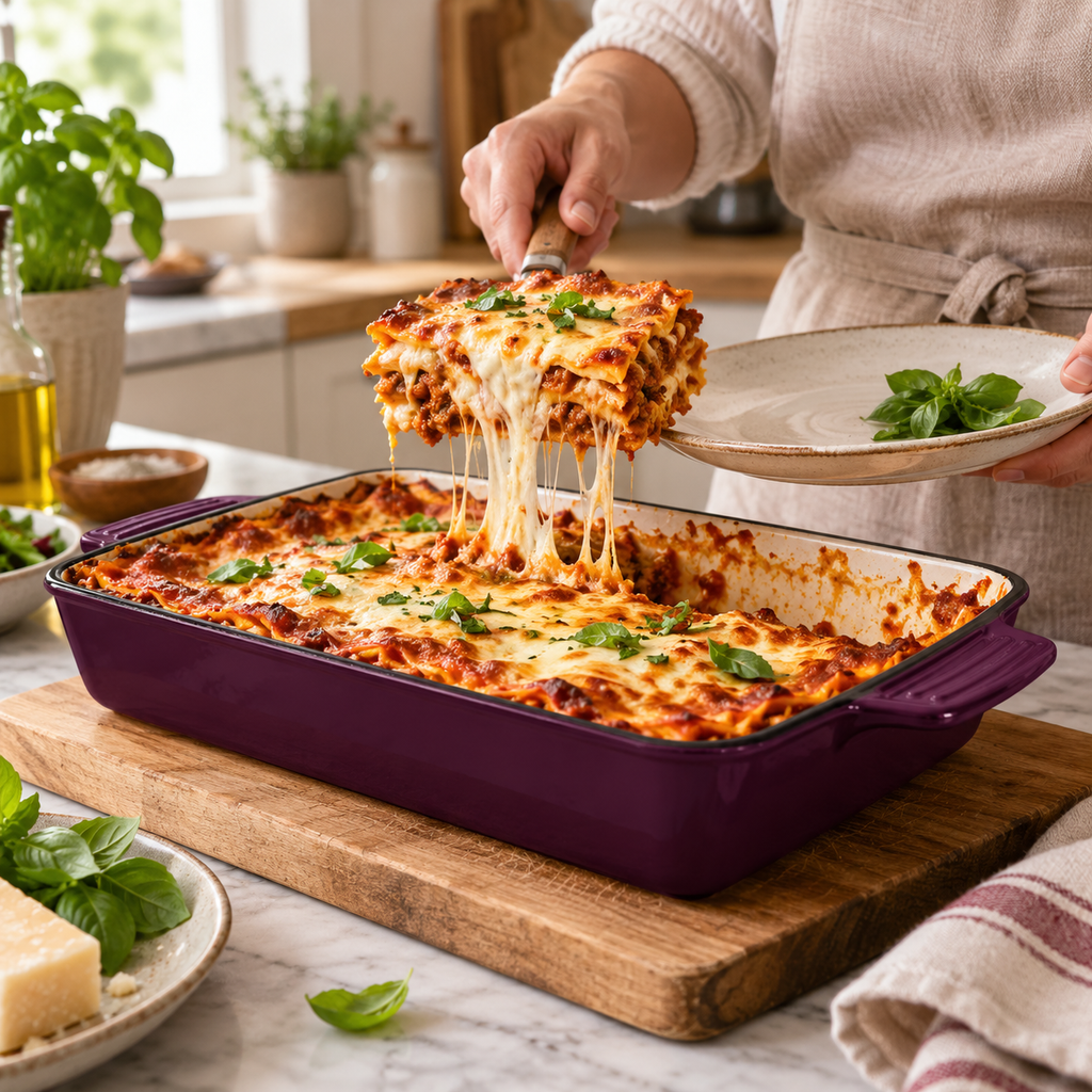 Plat à four en fonte émaillée 32 × 23,5 cm – 3,5 L – Aubergine