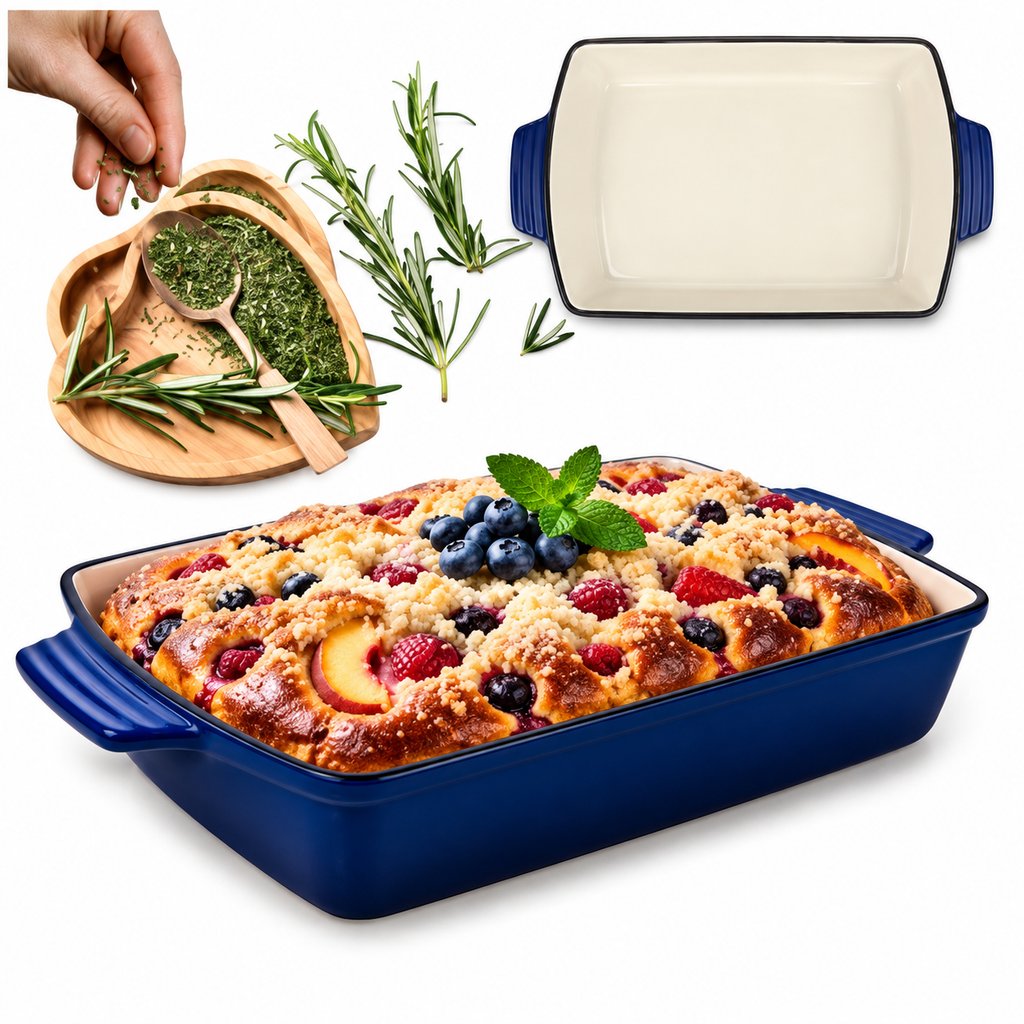 Plat à four en fonte émaillée 32 × 23,5 cm – 3,5 L – Bleu