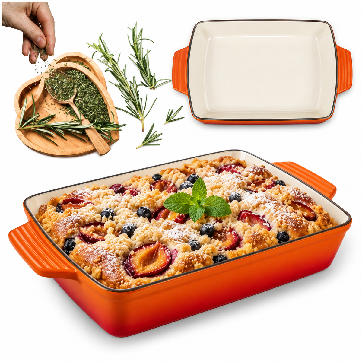 Plat à four en fonte émaillée 32 × 23,5 cm – 3,5 L – Orange