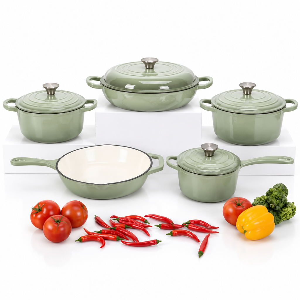 Batterie de cuisine 5 pièces en fonte émaillée